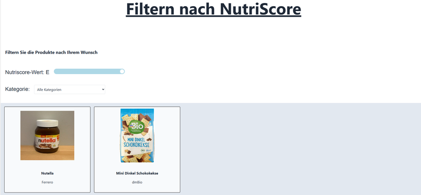Web-App zum Filtern nach Nutriscore